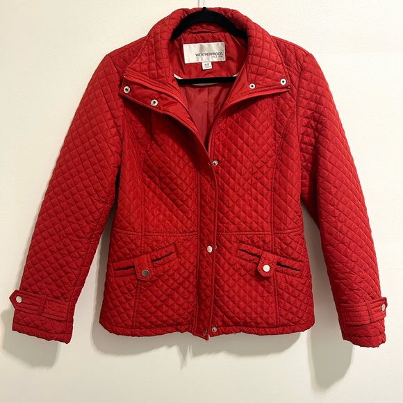 Weatherproof Jackets & Blazers - Women’s Red Weatherproof Red Quilted Jacket Size Medium